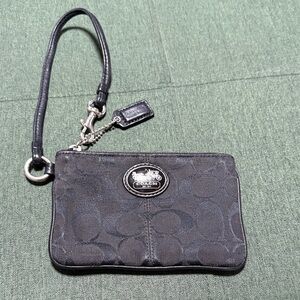 Coach Black Wristlet with Signature Design